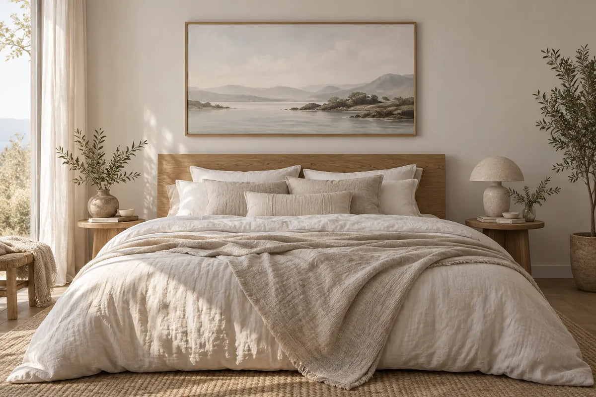 Gentle colour, thoughtful scale and a little space around each piece can change the feel of a bedroom.