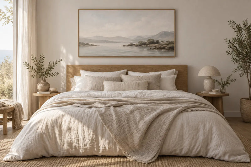 Gentle colour, thoughtful scale and a little space around each piece can change the feel of a bedroom.