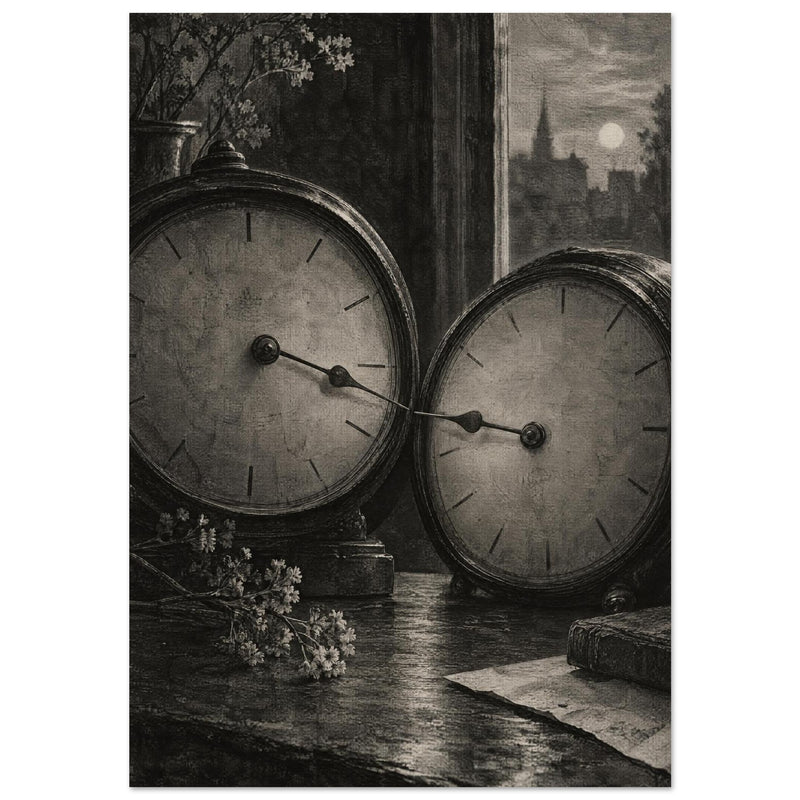 Antique Clocks Vintage Art Print