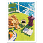 Seaside Breakfast Colourful Art Print – White Border