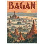 Bagan Temples Retro Travel Poster