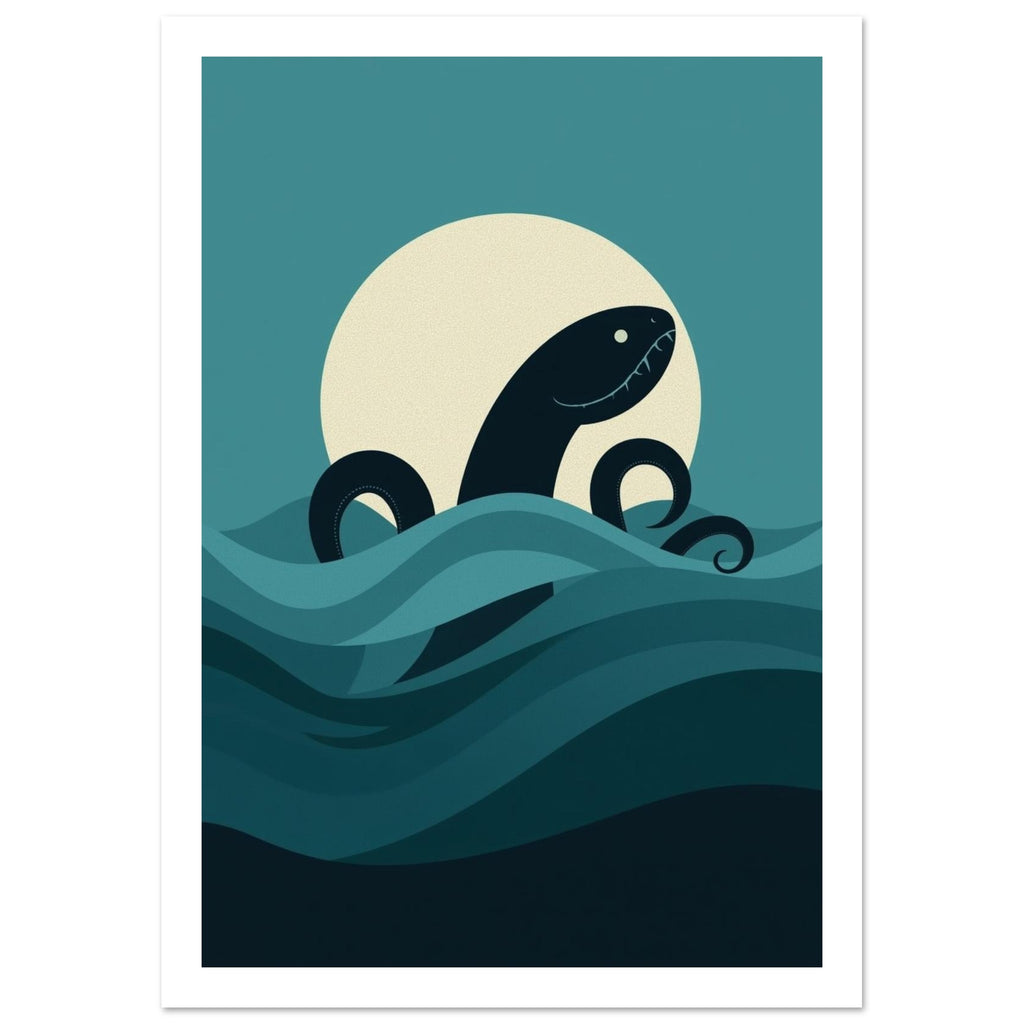 kraken art print for the home office, soft painterly artwork on matte paper