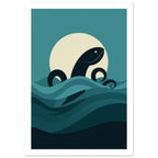 kraken art print for the home office, soft painterly artwork on matte paper