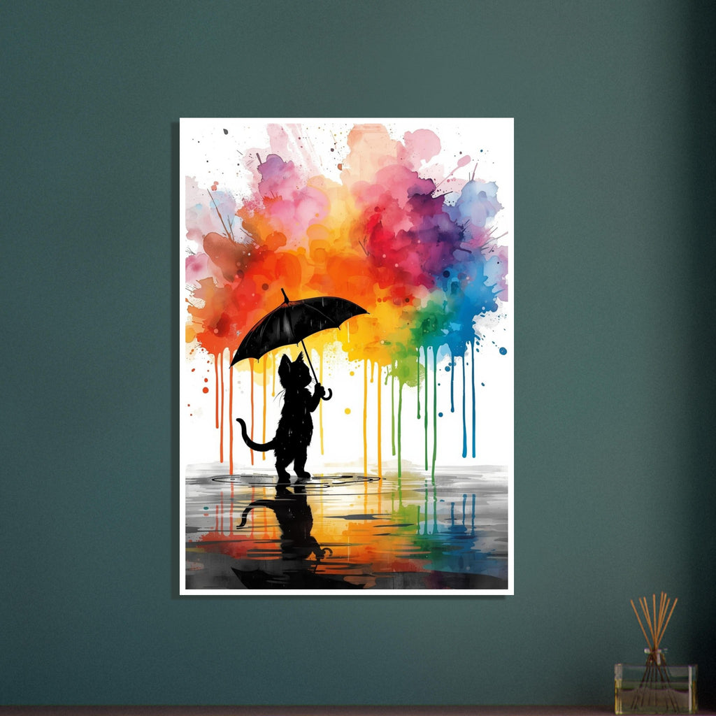 cat art print for the living room, soft painterly artwork on matte paper