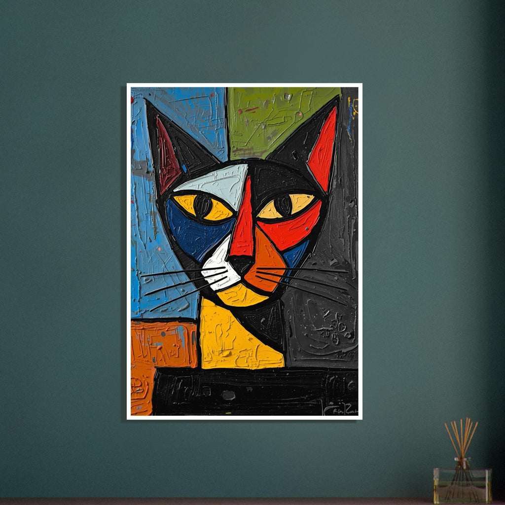 cat art print for the living room, soft painterly artwork on matte paper