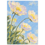 Cream Flowers Blue Botanical Art Print