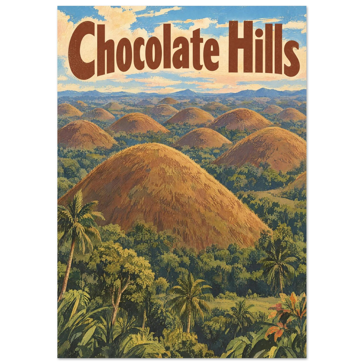 Chocolate Hills Vintage Travel Poster