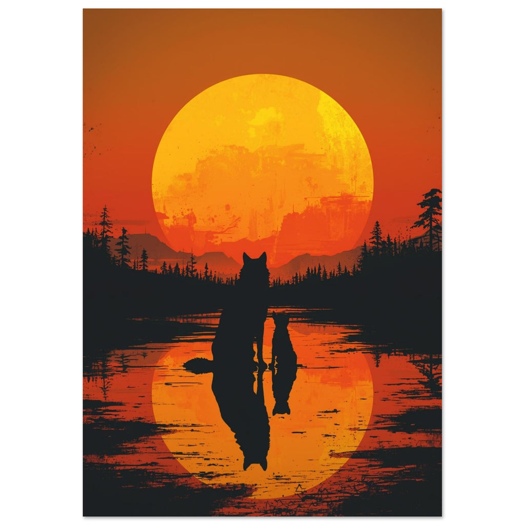 wolf art print for the living room, soft painterly artwork on matte paper
