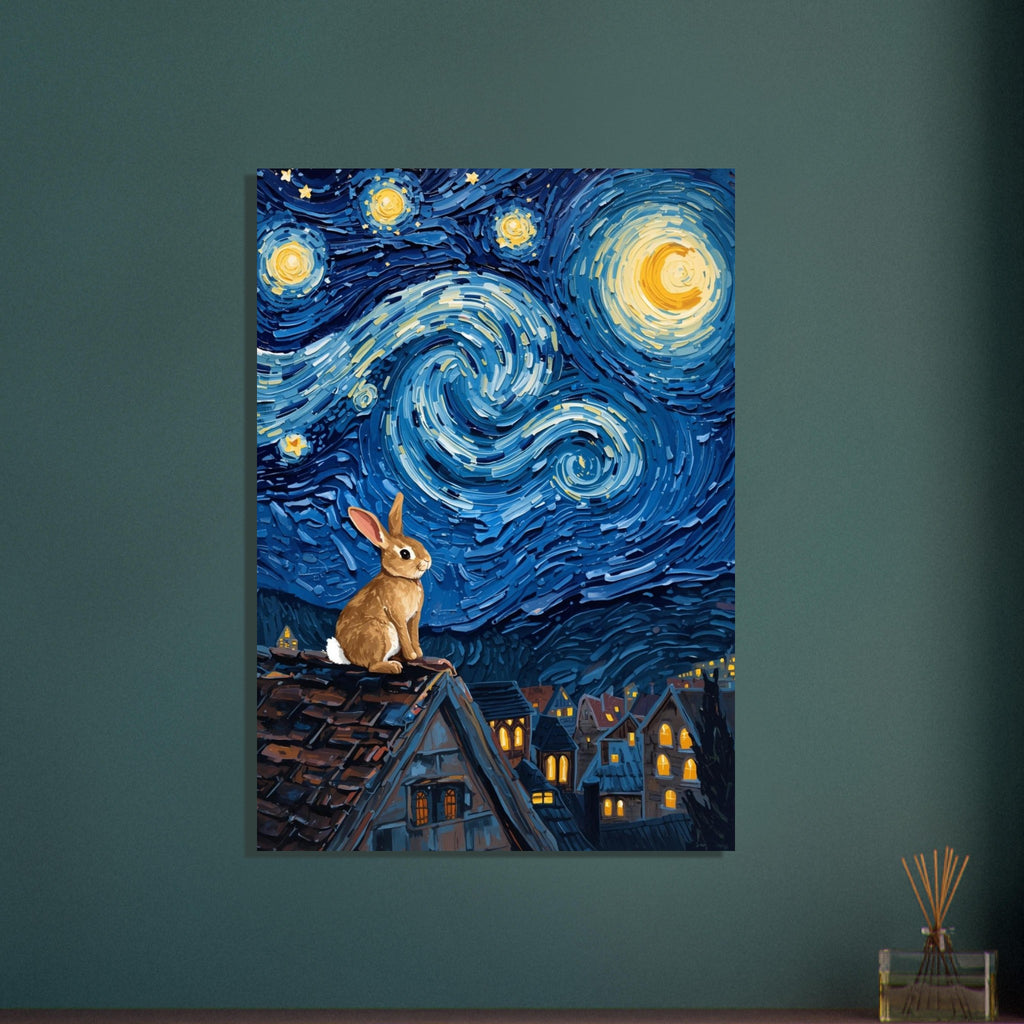 rabbit art print for the nursery, soft painterly artwork on matte paper