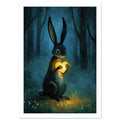 rabbit art print for the nursery, soft painterly artwork on matte paper