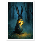 rabbit art print for the nursery, soft painterly artwork on matte paper