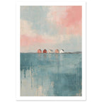 Coastal Houses Pastel Art Print – White Border
