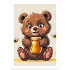 bear art print for the living room, soft painterly artwork on matte paper