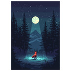 fox art print for the living room, soft painterly artwork on matte paper