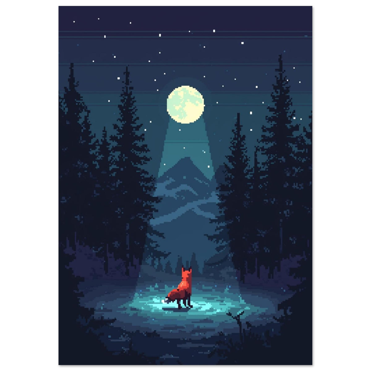 fox art print for the living room, soft painterly artwork on matte paper