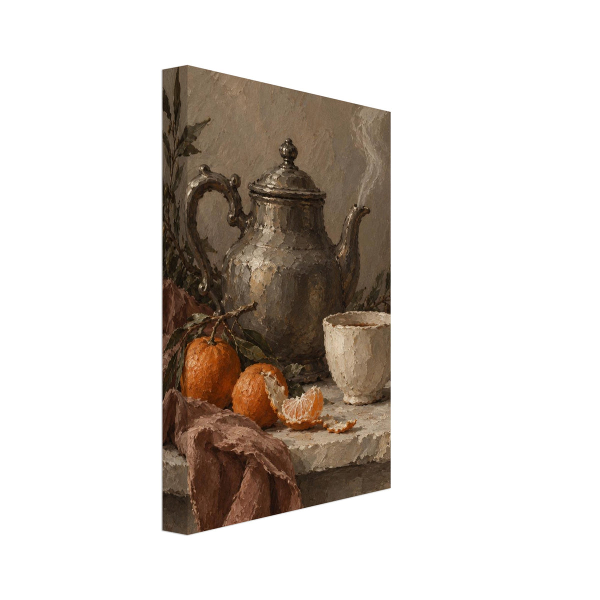 Teapot And Oranges Still Life Art Print – Canvas