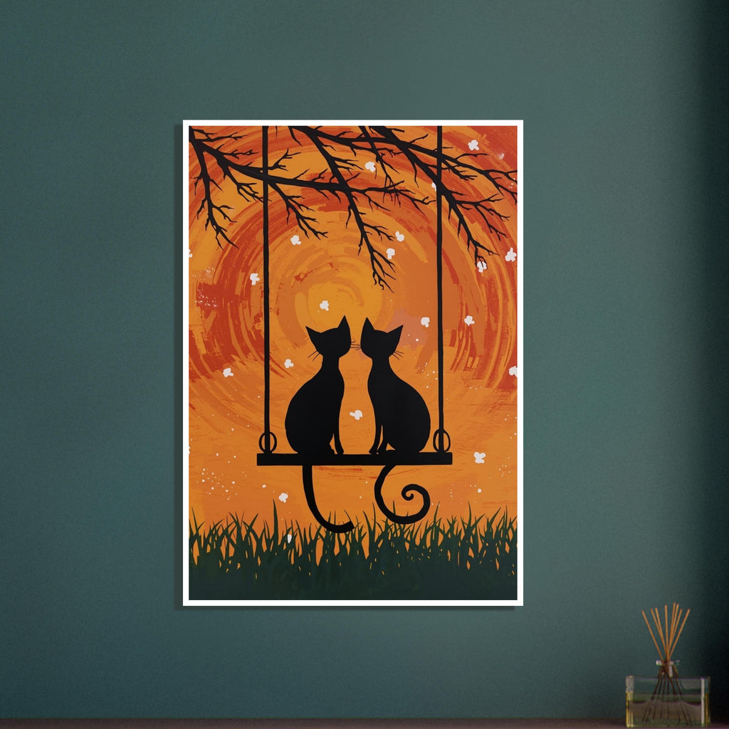 cat art print for the living room, soft painterly artwork on matte paper