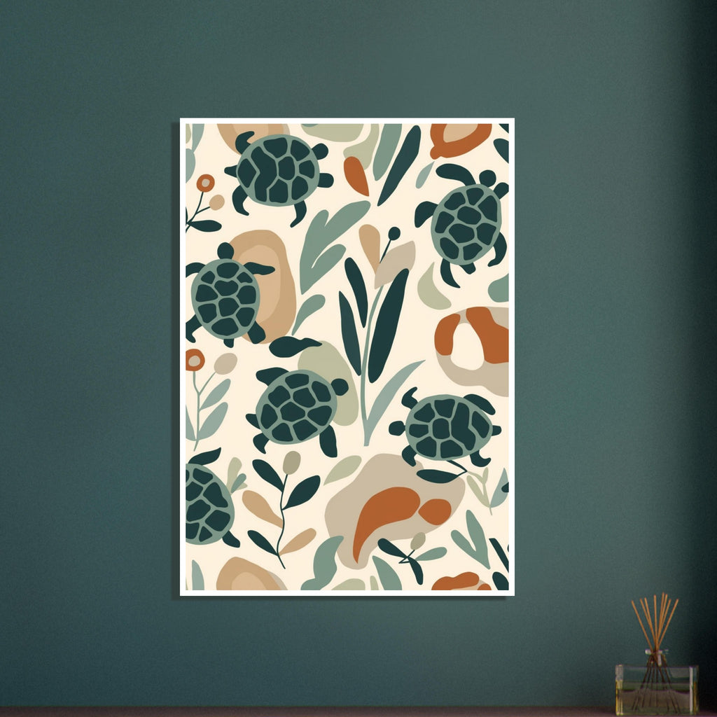 sea turtle art print for the bathroom, soft painterly artwork on matte paper