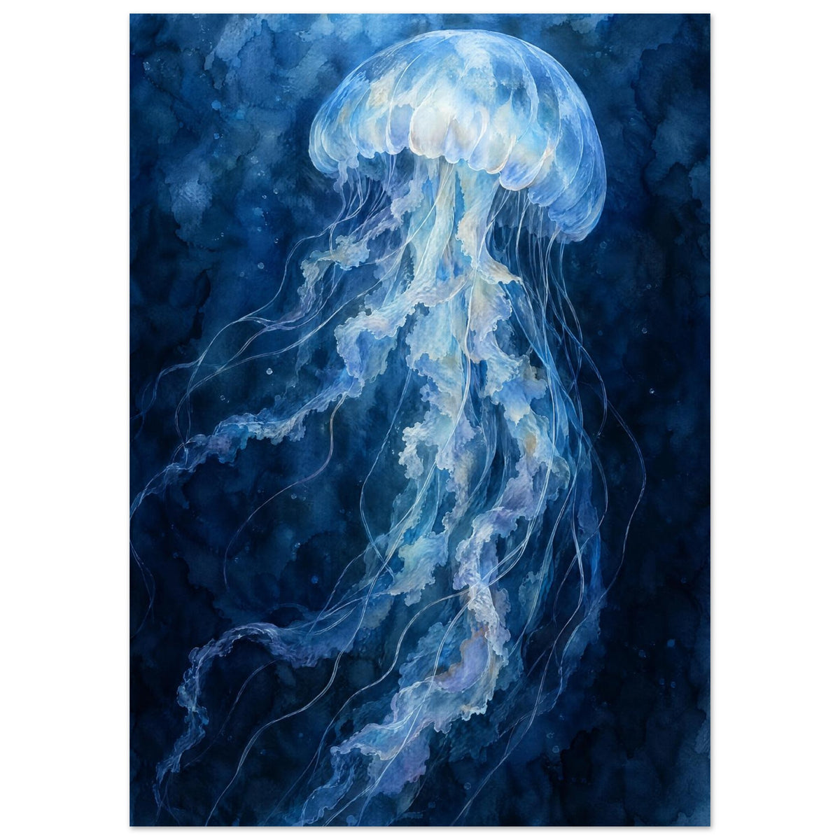 Blue Jellyfish Watercolour Art Print