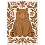 Brown Bear Folk Art Nursery Poster