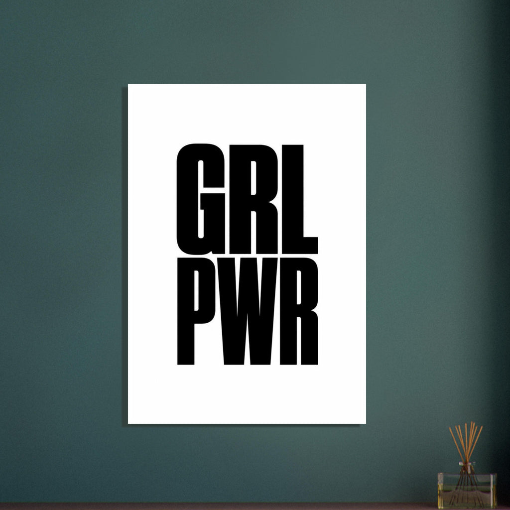 GRL PWR in heavy black uppercase lettering, stacked on two lines against a white background.
