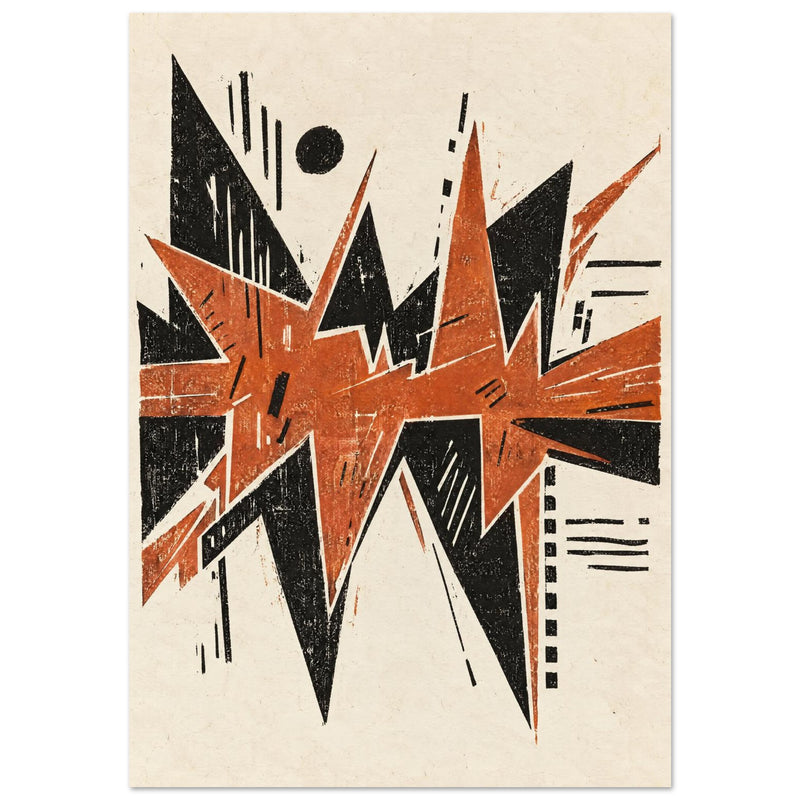 Angular Shapes Orange And Black Poster