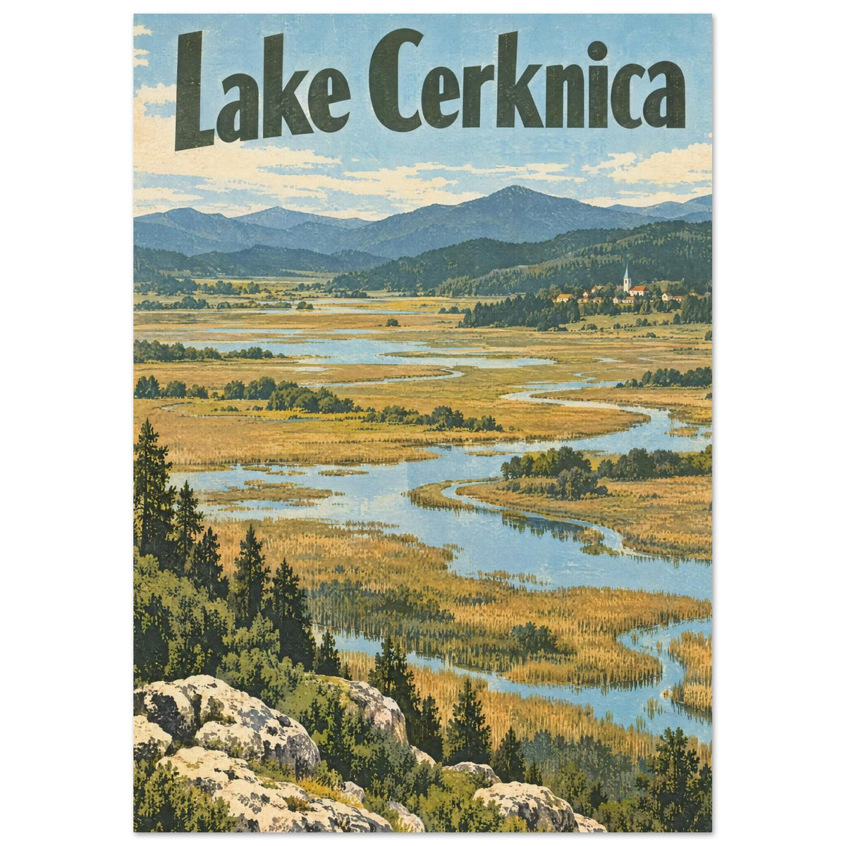 Lake Cerknica Vintage Travel Poster