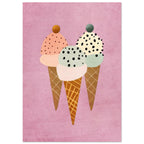 Pastel Ice Cream Cones Illustration – illustration wall art print by Printavelle – close-up