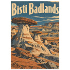 Bisti Badlands Retro Travel – illustration wall art print by Printavelle – close-up