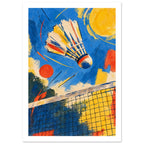 Badminton Shuttlecock Blue And Yellow Art Print – White Border