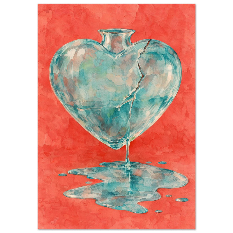 Heart Shaped Glass Vase Watercolour Poster