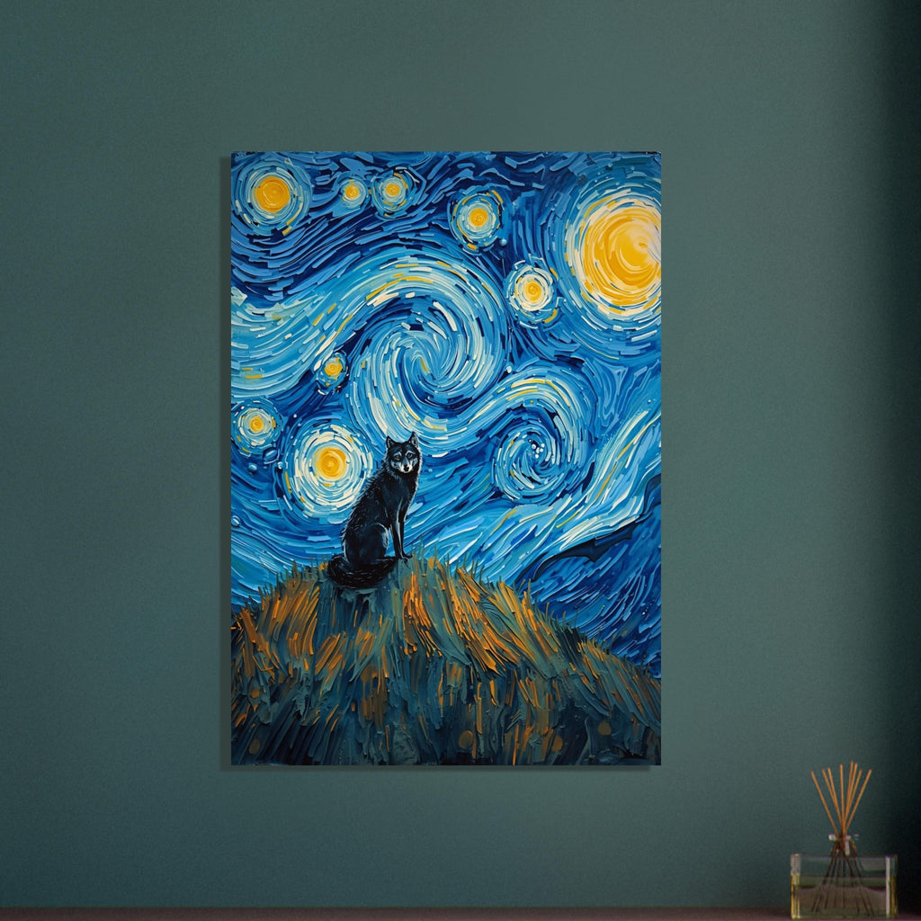 wolf art print for the living room, soft painterly artwork on matte paper
