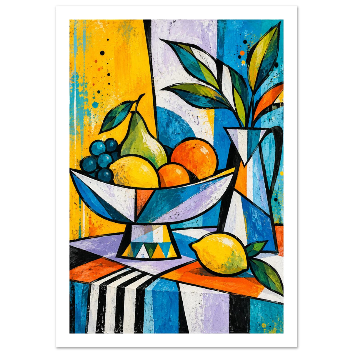 original abstract composition art print for the living room, soft painterly artwork on matte paper