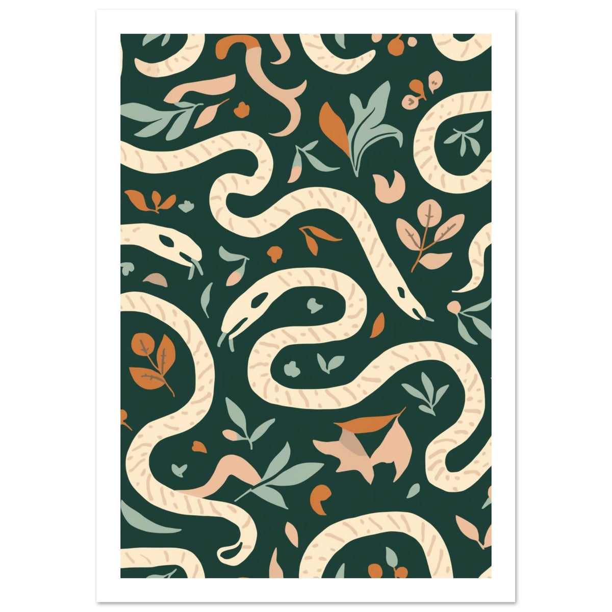 snake art print for the home office, soft painterly artwork on matte paper