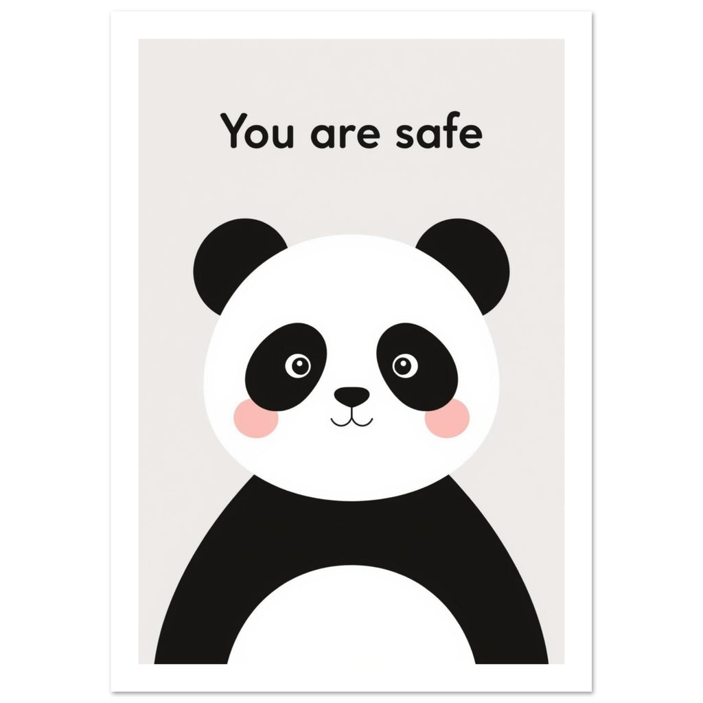 panda art print for the living room, soft painterly artwork on matte paper