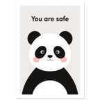 panda art print for the living room, soft painterly artwork on matte paper