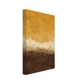 Abstract washes of golden ochre above a wavering cream band and deep brown layers, with softly textured edges.