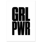 GRL PWR in heavy black uppercase lettering, stacked on two lines against a white background.