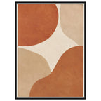 Abstract burnt orange and beige curved shapes on a cream background, with mottled texture and a narrow cream border.