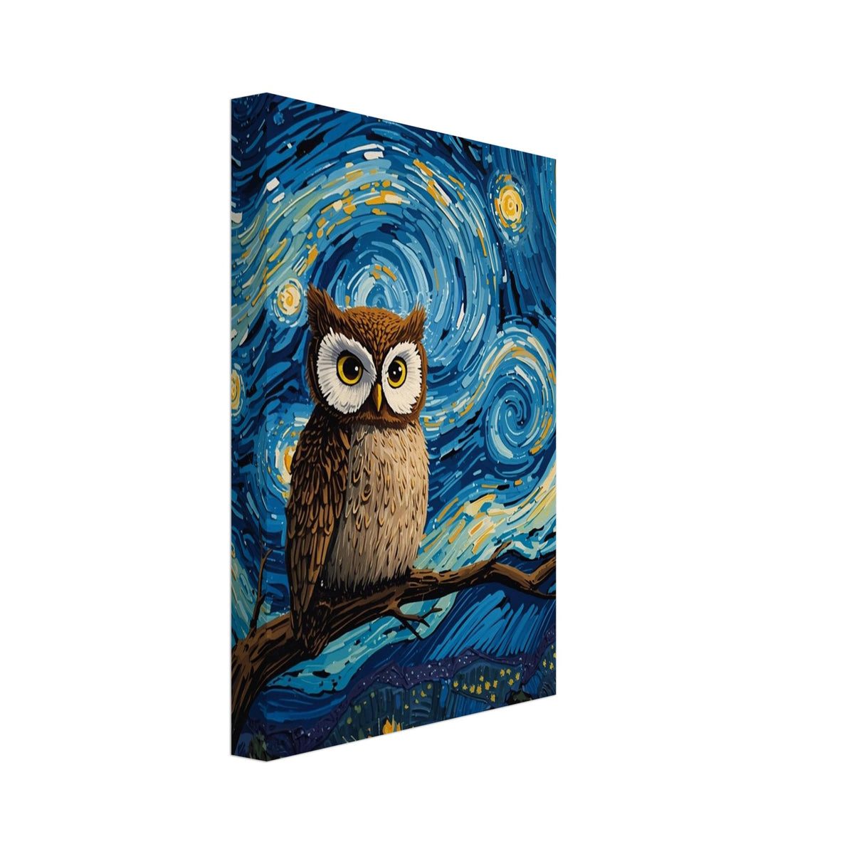 owl art print for the nursery, soft painterly artwork on matte paper