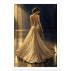 Woman In Gold Gown Art Print – White Border