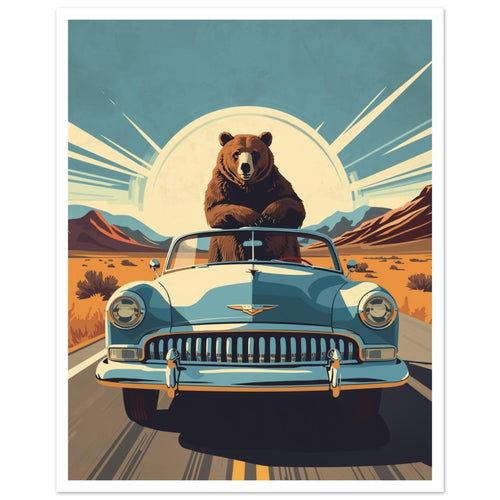 bear art print for the living room, soft painterly artwork on matte paper