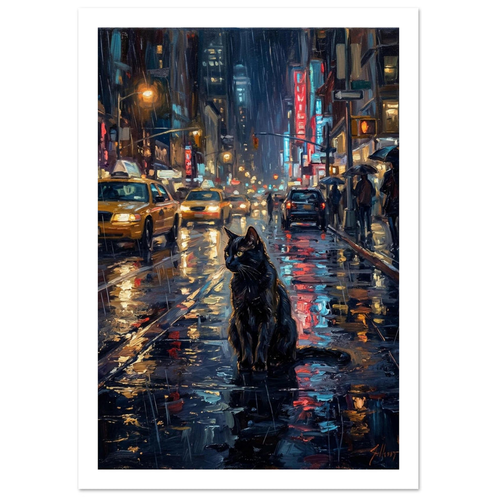 cat art print for the living room, soft painterly artwork on matte paper