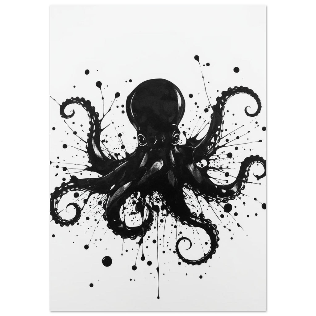 kraken art print for the home office, soft painterly artwork on matte paper
