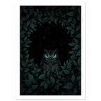 owl art print for the nursery, soft painterly artwork on matte paper