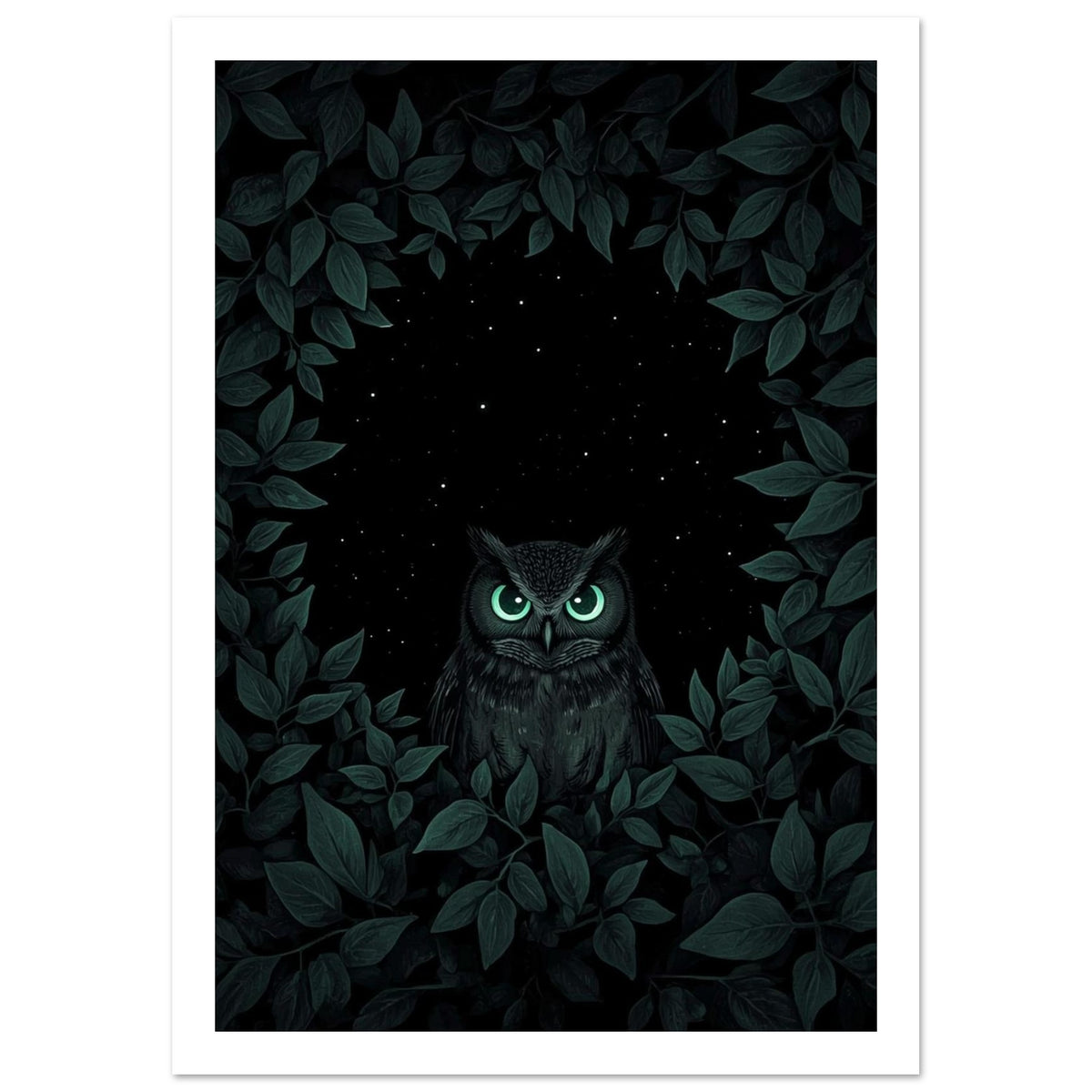 owl art print for the nursery, soft painterly artwork on matte paper