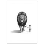 lion art print for the living room, soft painterly artwork on matte paper