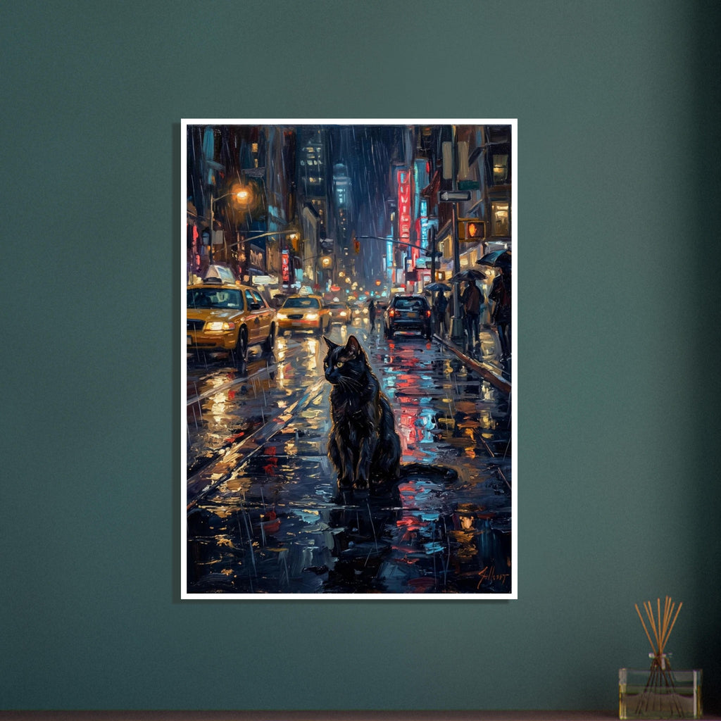 cat art print for the living room, soft painterly artwork on matte paper