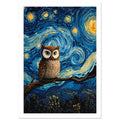 owl art print for the nursery, soft painterly artwork on matte paper