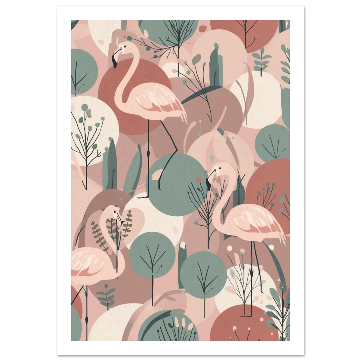 flamingo art print for the bedroom, soft painterly artwork on matte paper